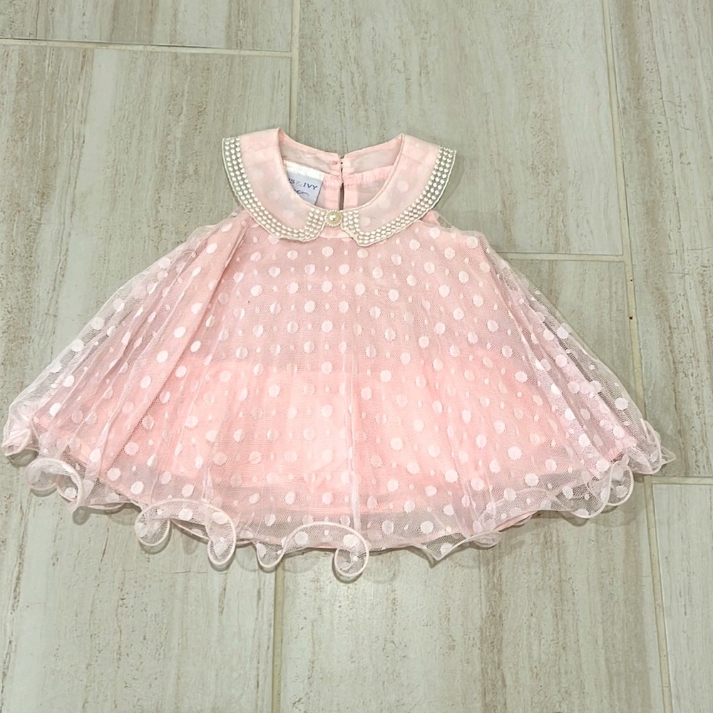 Pink and White with Pearl Detail Dress